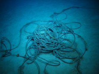 Steel wire rope on seabed